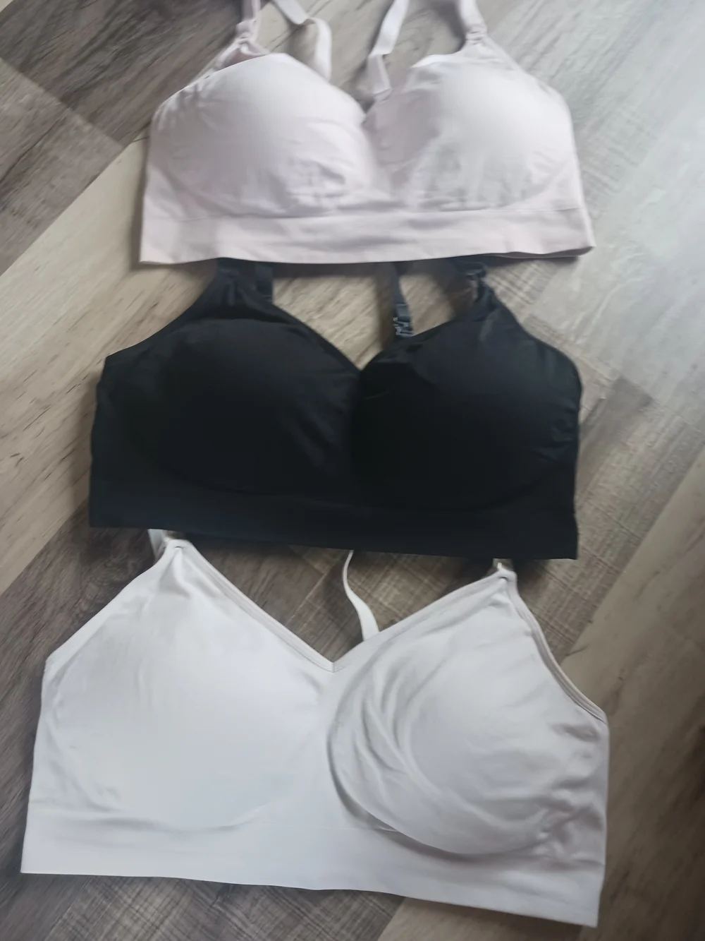3 | Auden Nursing Wireless Bralette Trio - Black and Light Pink
